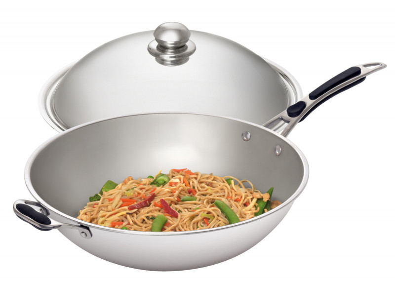 Poêle wok à induction rond inox Ø 36 cm 11 cm 6 L Bartscher