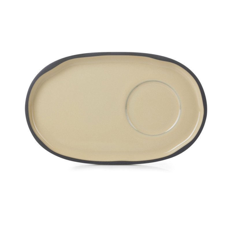 Sous tasse à thé ovale beige porcelaine culinaire 18 cm Caractere Revol