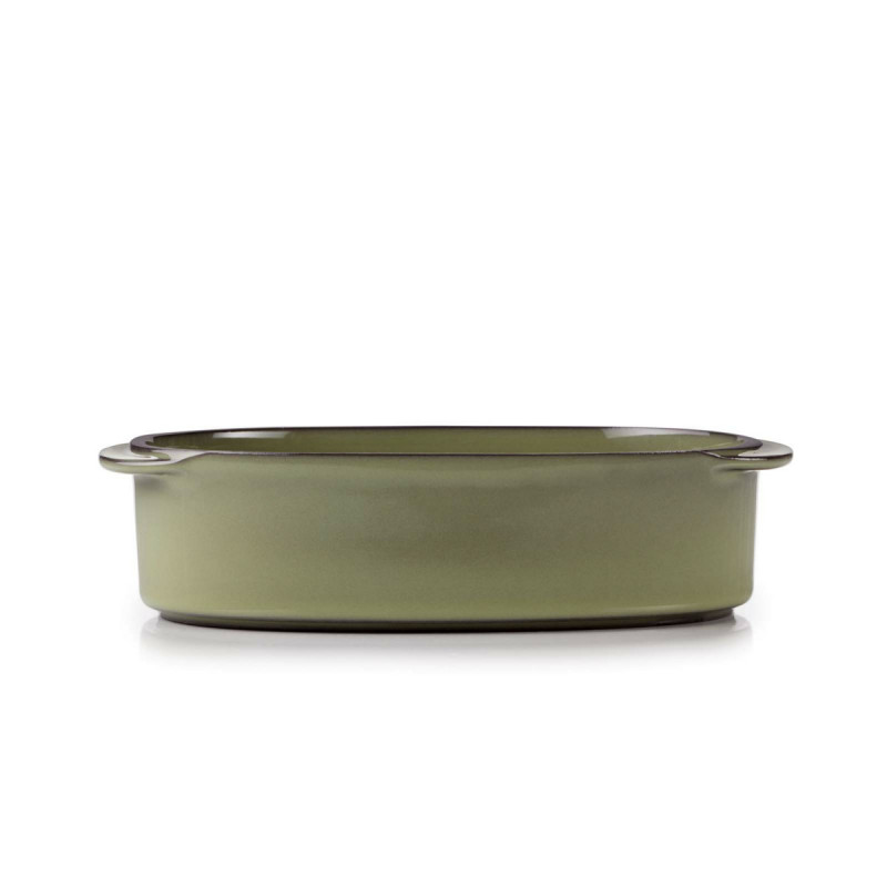 Plat ovale vert porcelaine 16 cm Caractere Revol