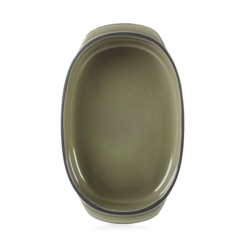 Plat ovale vert porcelaine culinaire 19 cm CaractÈre Revol