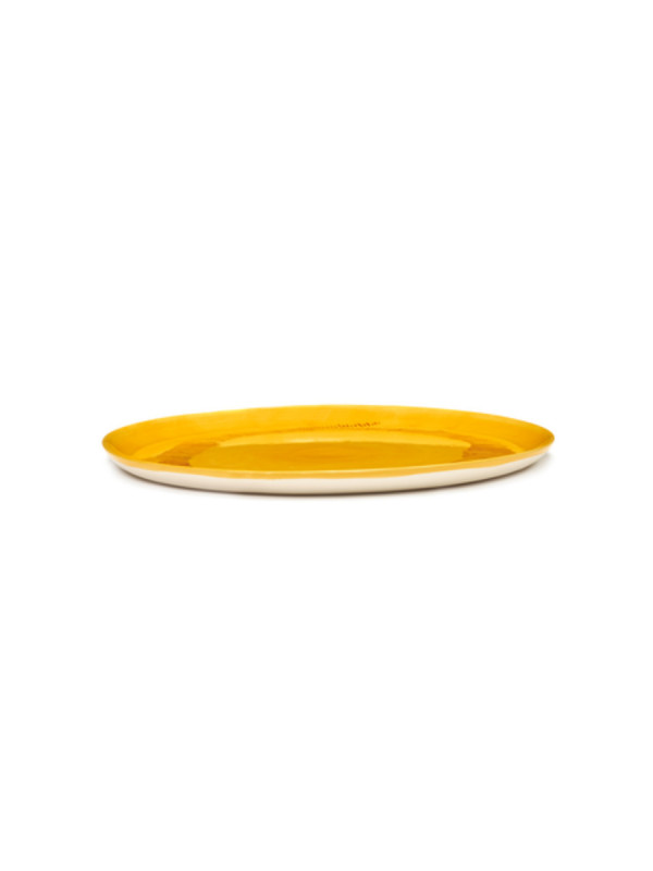 Assiette plate rond sunny yellow - stripes rouge grès émaillé Ø 35 cm Feast By Ottolenghi Serax