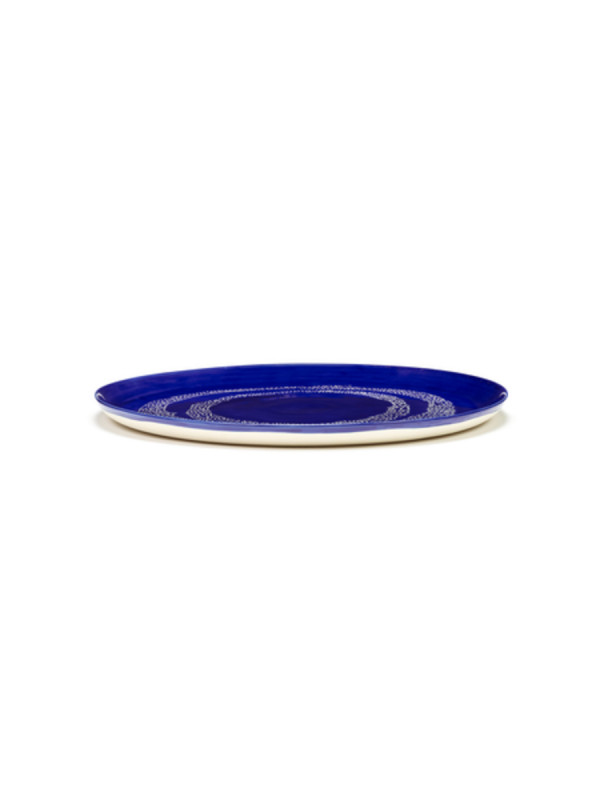 Assiette plate rond lapis lazuli swirl - points blancs grès émaillé Ø 35 cm Feast By Ottolenghi Serax