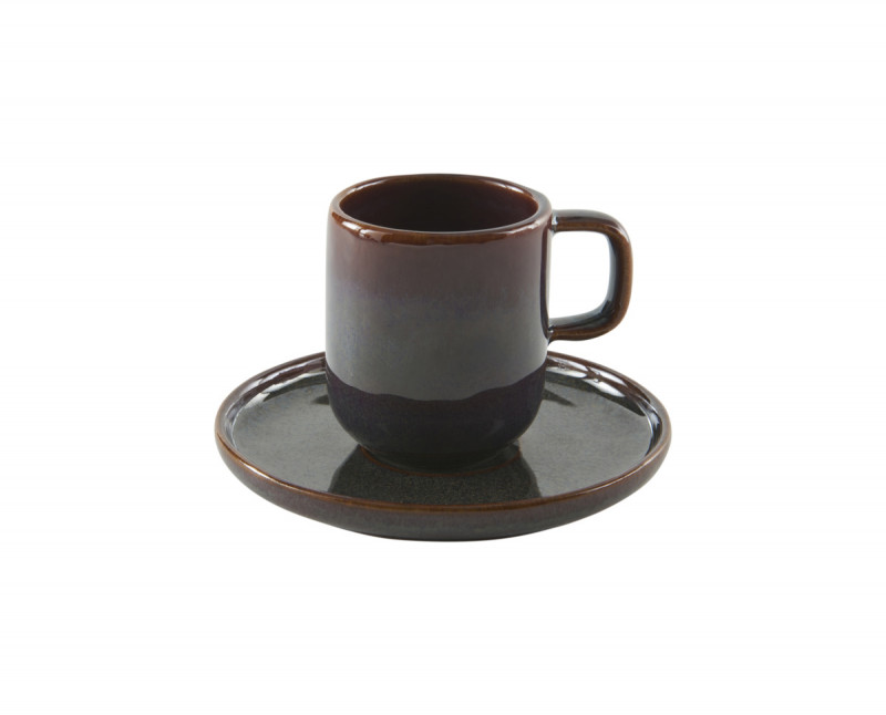 Tasse expresso rond Marron Bleu grès émaillé 9 cl Ø 5,5 cm Amber Accolade