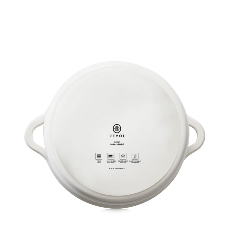 Cocotte avec couvercle rond Blanc albâtre porcelaine Ø 26 cm Bombance Revol