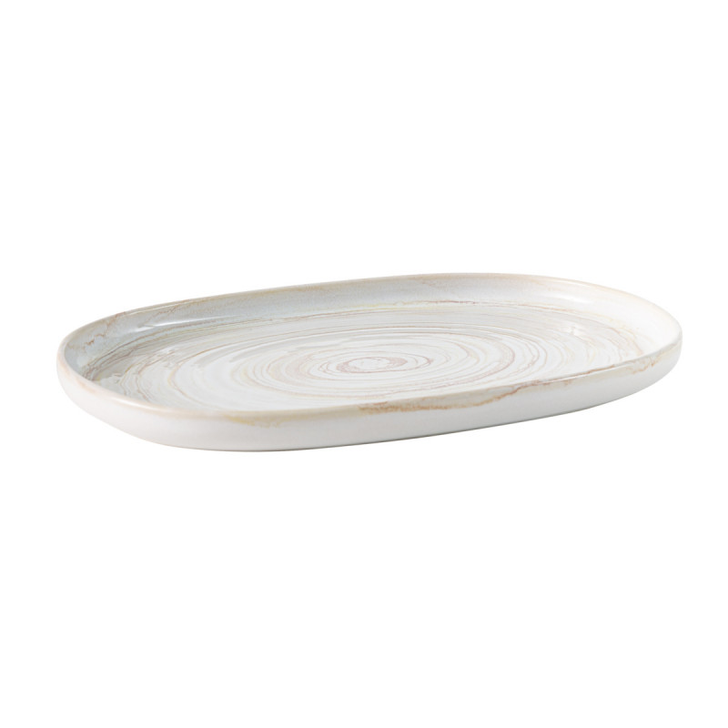 Assiette ovale beige grès émaillé 33x22,5 cm Aurora Accolade