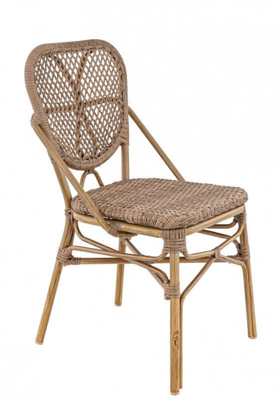 Chaise de terrasse rotin noisette 87x46x56 cm Dax